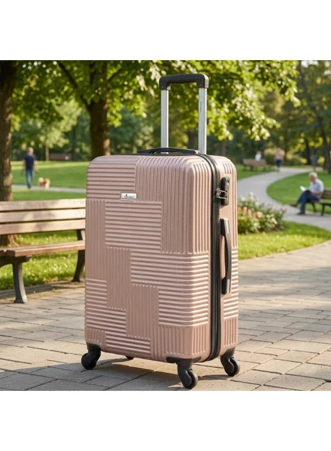 SENATOR Rose Gold Hard Shell Travel Bags Trolley Luggage Set of 3 Piece Suitcase for Unisex ABS Lightweight with 4 Spinner Wheels KH110 Rose Gold  | Best Price UAE