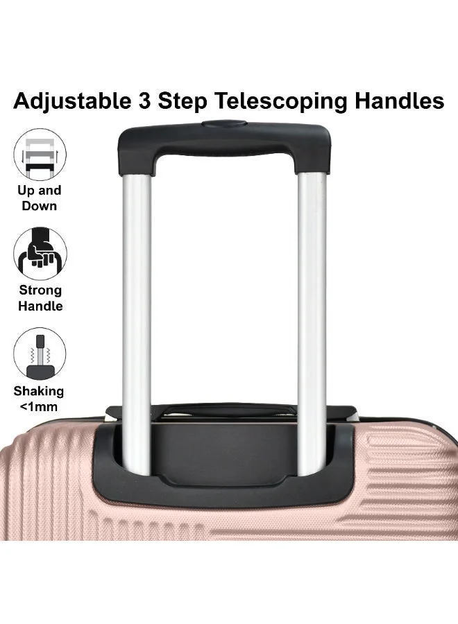 SENATOR Rose Gold Hard Shell Travel Bags Trolley Luggage Set of 3 Piece Suitcase for Unisex ABS Lightweight with 4 Spinner Wheels KH110 Rose Gold  | Best Price UAE