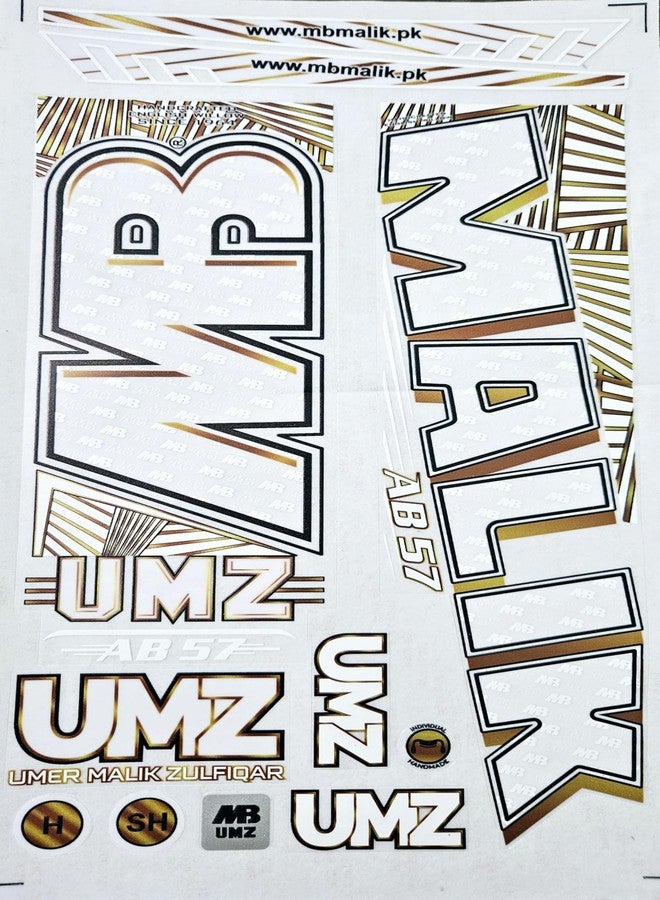 AYN Bat Sticker 4D Digital Embossed English Willow Fiber Tape Sports Accessories Protection, UMZ White - Image 1