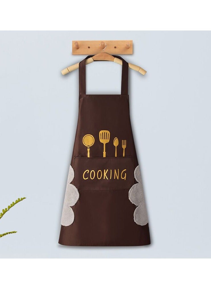 2 Pack Kitchen Apron with Hand Wipe,Waterproof and Oil Proof Chef Cooking Apron,Cooking Bib Aprons - Image 2