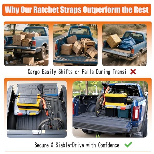 BCJCLTS 2PCS Retractable Ratchet Straps for 2015-2025 Ford F150, Retractable Tie Down Straps 10 Ft Self Retracting Tie Down, Super Duty Ford F150 Accessories - Image 3