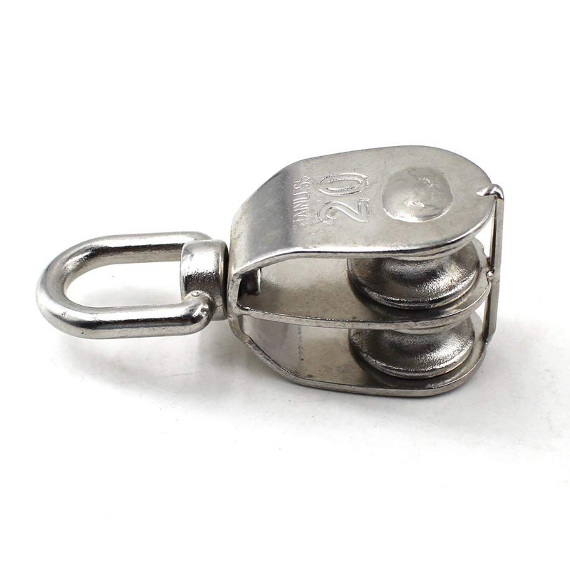 Flomore M20 Single pulley 304 stainless steel roller pulley block 2 pieces (load: 75KG) - Image 2