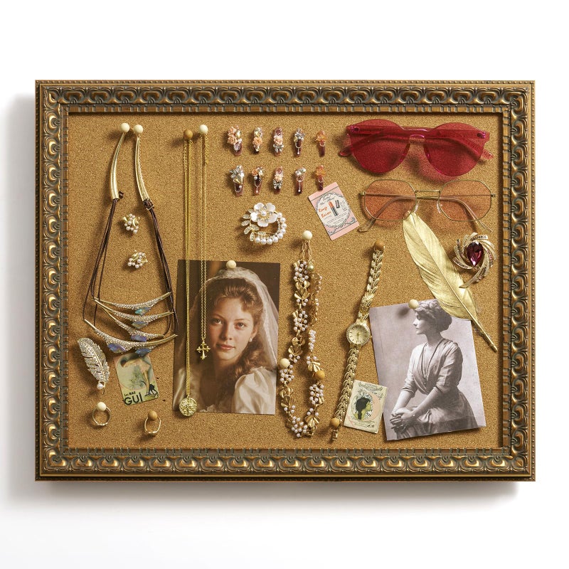 FOLKOR Cork Bulletin Board 16x20 with Vintage Gold Ornate Frame, Decorative Framed Pin Notice Board for Memo Family Calendar Schedules Recipes, Antique Wall Decor for Classroom Home Office Kitchen - Image 1