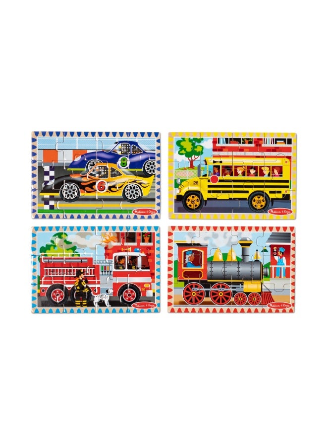 Melissa & Doug Vehicle Puzzles in a Box - 4 Wooden Jigsaw Puzzles Set - Image 4