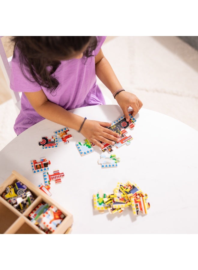 Melissa & Doug Vehicle Puzzles in a Box - 4 Wooden Jigsaw Puzzles Set - Image 5