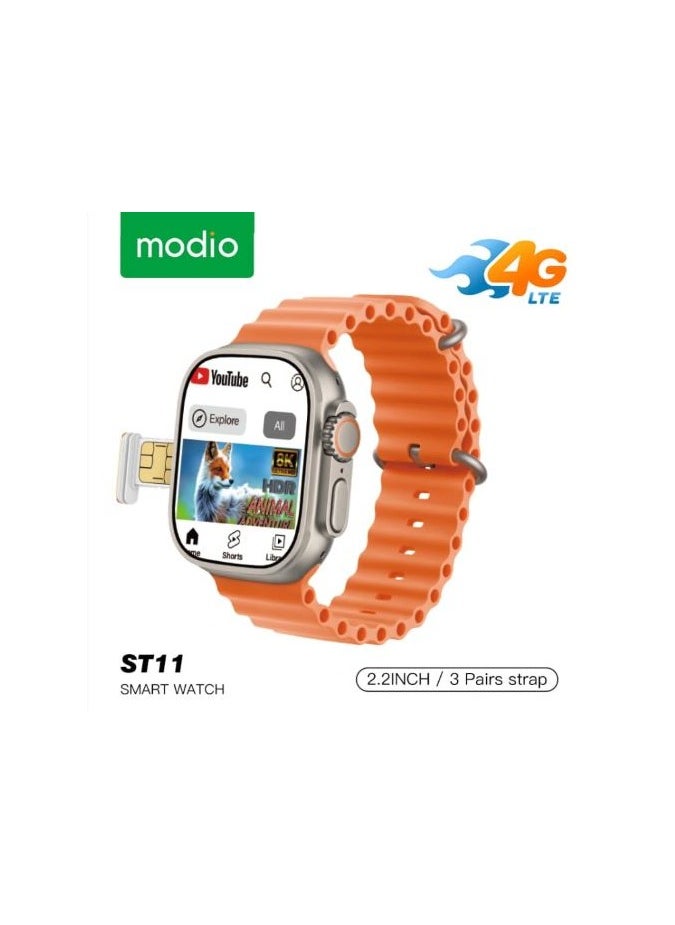 modio Modio ST11 Smartwatch with 3 Pairs Strap,2.2 inch_Black  - Image 1