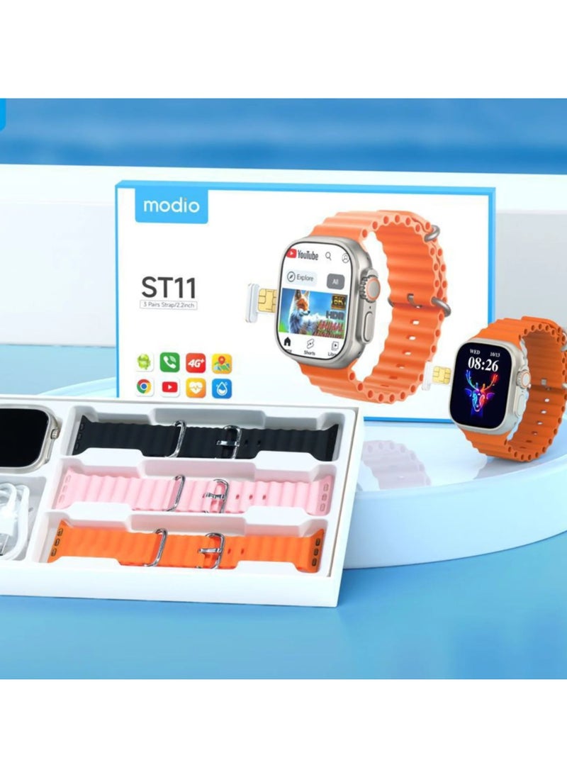 modio Modio ST11 Smartwatch with 3 Pairs Strap,2.2 inch_Black  - Image 2