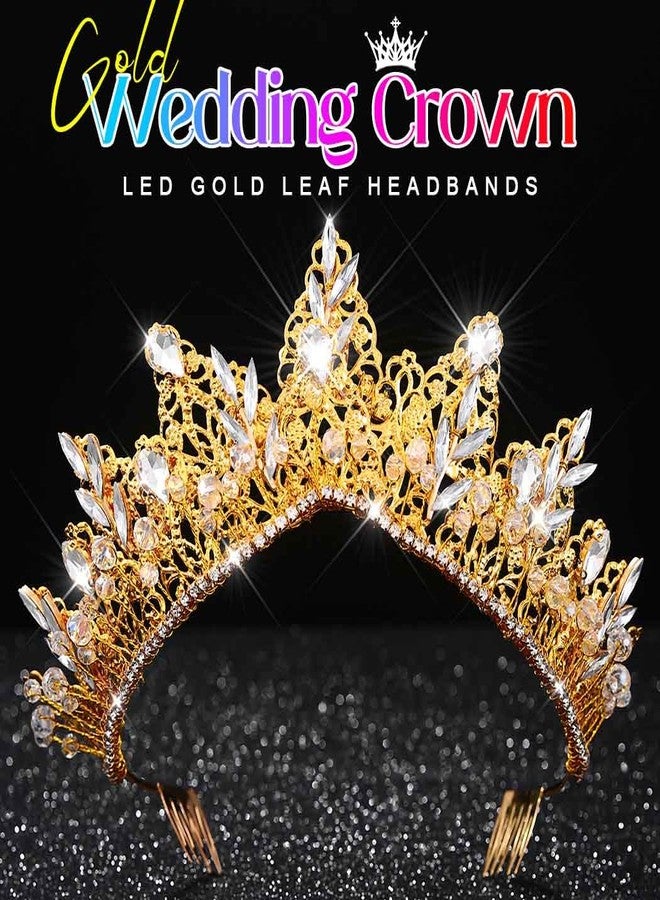 كيلشي تيجان كيلشاي الذهبية المرصعة بأحجار الراين، طوق رأس للعروس، طوق رأس زفاف للنساء - Image 2