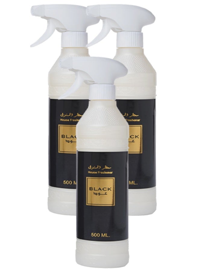 Banafa 3 Pieces Black Oud House Freshener 500ml - Image 1