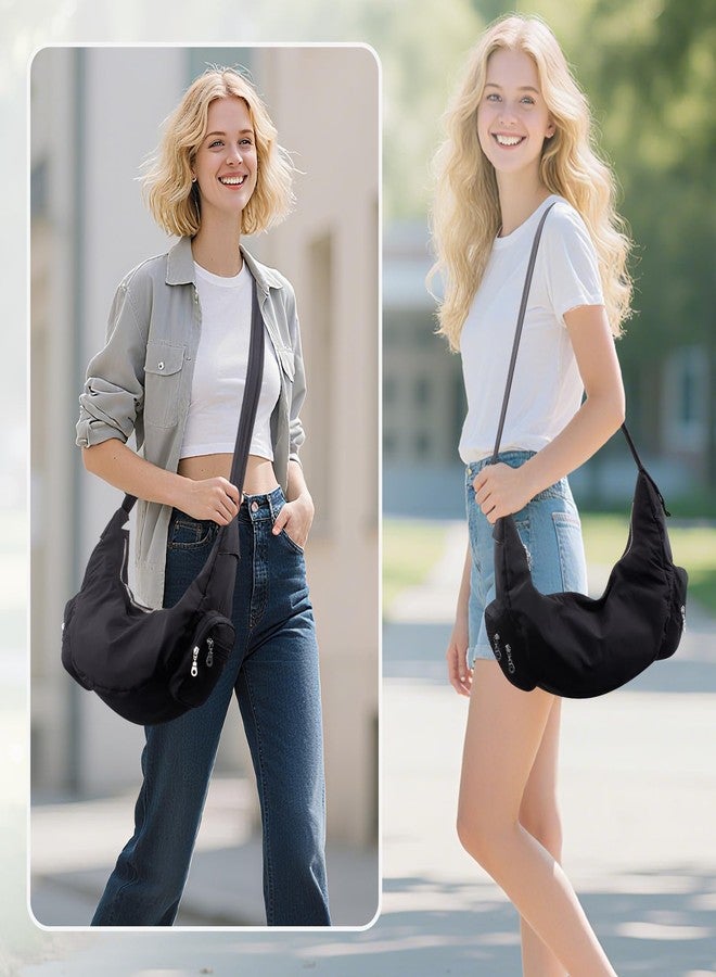 XEYOU Nylon Crossbody Bag for Women and Men Casual Lightweight Crescent Shoulder Hobo Purse With Soft Adjustable Strap - Image 3