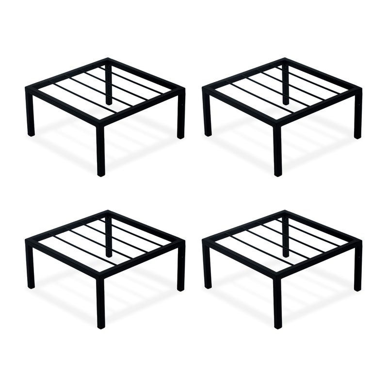 BonKaso Square (Pack of 4) Metal Plant Stand for Balcony & Garden (25.4x 25.4 x 12.7 cm) | Flower Pot Holder for Indoor & Outdoor Use | Decorative Planter Stand for Living Room & Home Decor- Black - Image 4