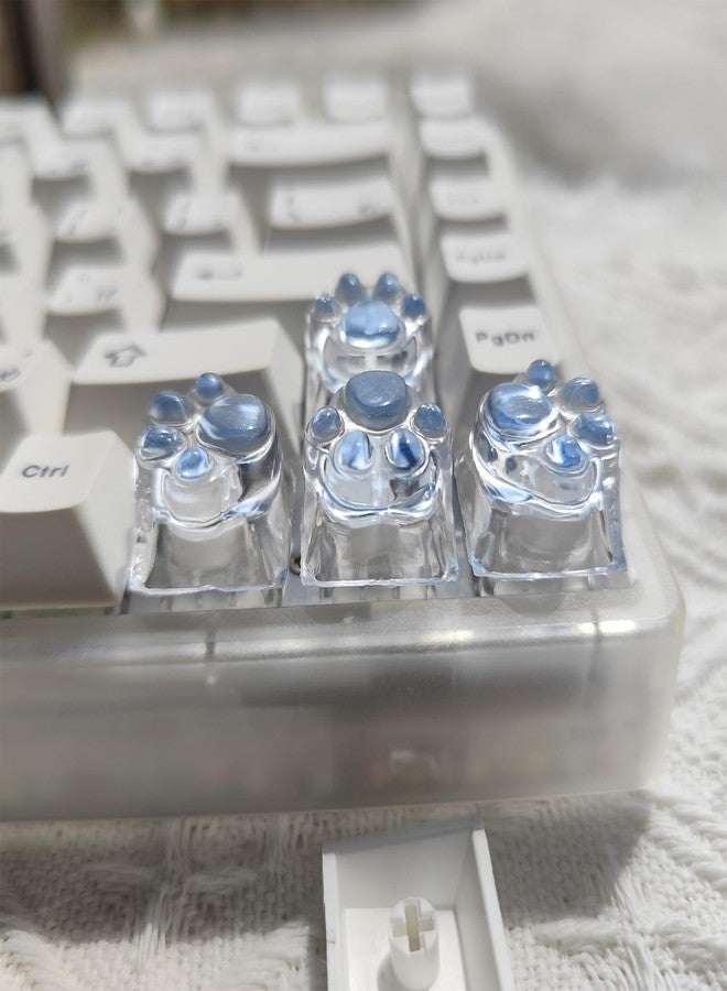 Elacgap Cat Claw Keycap Cute Drip Glue Backlight Keycaps DIY ESC Arrow Key Keycap Replacement for Cherry MX Gaming Mechanical Keyboard (4Keys Blue Transparent) - Image 2