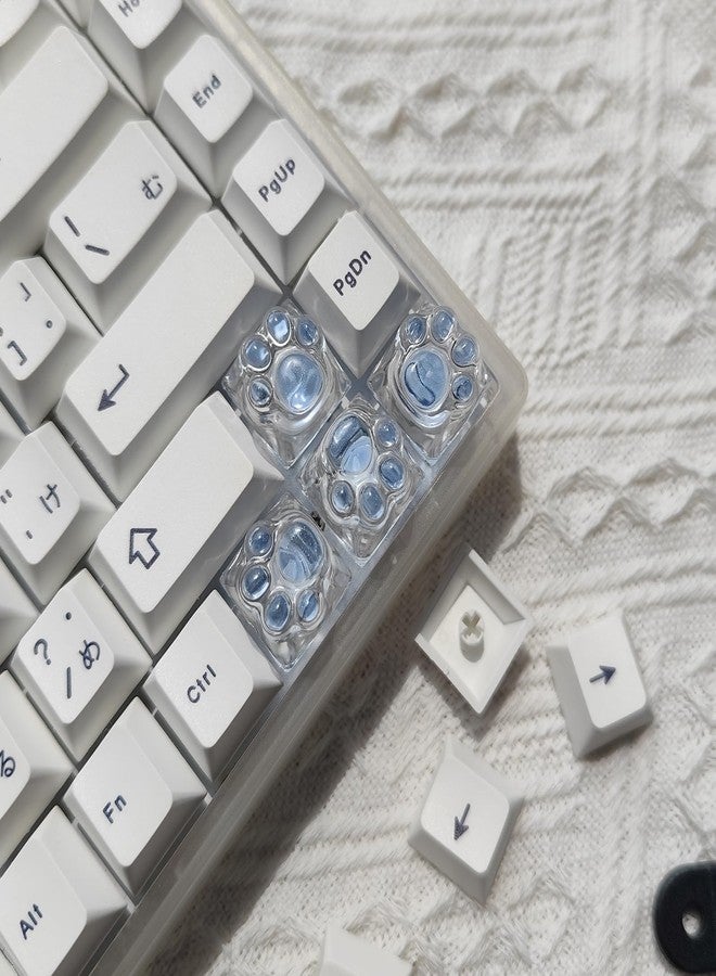 Elacgap Cat Claw Keycap Cute Drip Glue Backlight Keycaps DIY ESC Arrow Key Keycap Replacement for Cherry MX Gaming Mechanical Keyboard (4Keys Blue Transparent) - Image 3