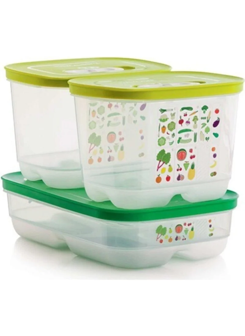 Tupperware Sera Refrigerator Storage Container Set of 3 2 x 1.8 Lt Upright / 1.8 Lt Horizontal