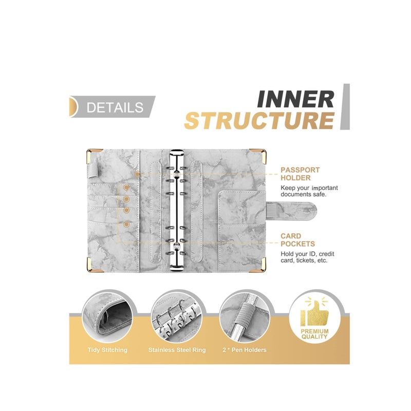 SOLARAE Budget Binder, Budget Binder with Zipper Envelopes, Cash Envelopes for Budgeting and Saving Money, Money Organizer for Cash, 14Pcs Budget Planner with Cash Envelopes Grey - Image 3