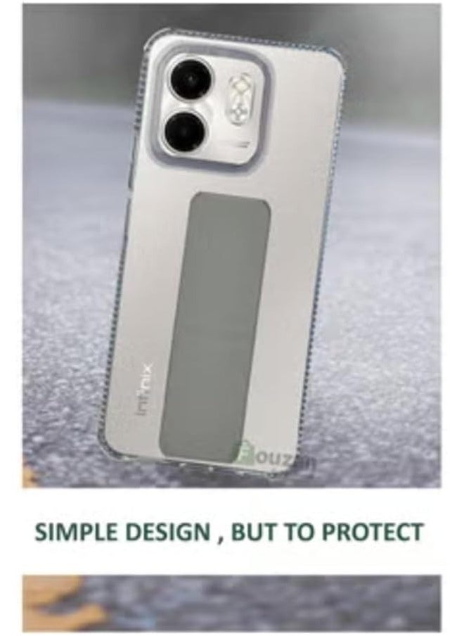 ماركة غير محددة Infinix Smart 9 شفاف شاک پروف سلیکون کیس میگنیٹک ہینڈ گرفت ہولڈر کے ساتھ  - Image 3
