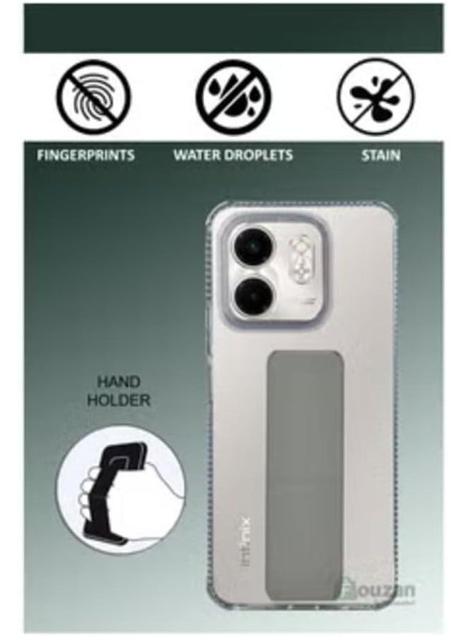 ماركة غير محددة Infinix Smart 9 شفاف شاک پروف سلیکون کیس میگنیٹک ہینڈ گرفت ہولڈر کے ساتھ  - Image 5