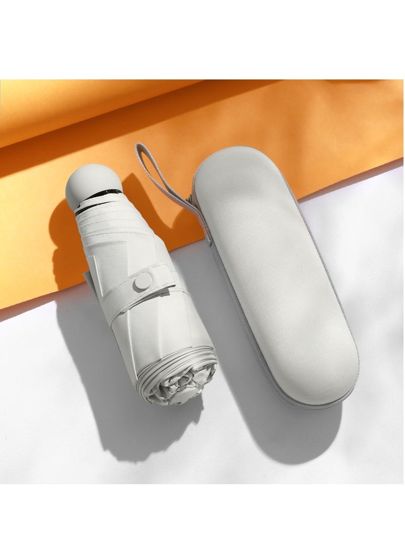 Generic Mini Travel Sun Umbrella,Small Compact UV Umbrella for Sun and Rain,Lightweight Portable,Windproof Parasol Umbrella with UV Protection for Women Men Kids ,Small Folding Capsule Umbrella(White) 