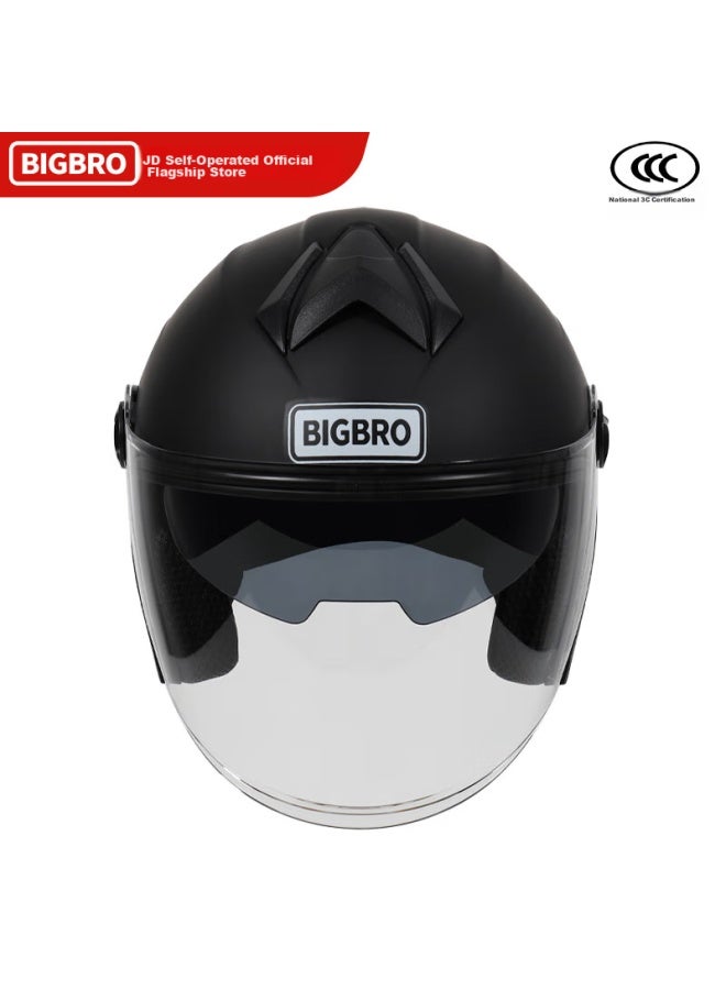 Bigbro Ky168 Matte Black, New National Standard 3c Dual-lens Electric Motorcycle Helmet, Summer Sun Protection, Uni, Suitable For Electric Scooters, All-season Half Helmet - Image 3