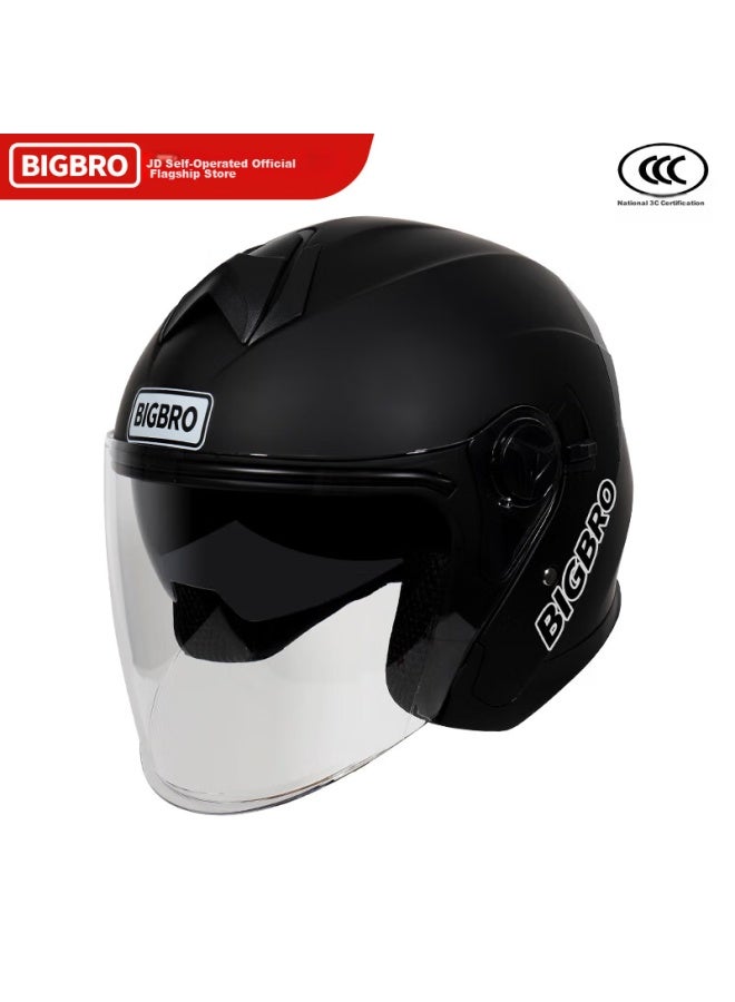 Bigbro Ky168 Matte Black, New National Standard 3c Dual-lens Electric Motorcycle Helmet, Summer Sun Protection, Uni, Suitable For Electric Scooters, All-season Half Helmet - Image 4