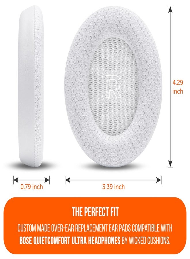 WC Freeze QC Ultra - Cooling Gel Ear Pads for Bose Quietcomfort Ultra Headphones Made by Wicked Cushions | Breathable Sports Fabric, Cooling Gel, Extra Thick & Cooler for Longer | White - Image 5