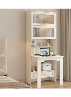 Folding Bookcase Computer Desk Integrated Small Apartment Household Bedroom Study Table Bookshelf Combination Solid Wood Computer Desk
