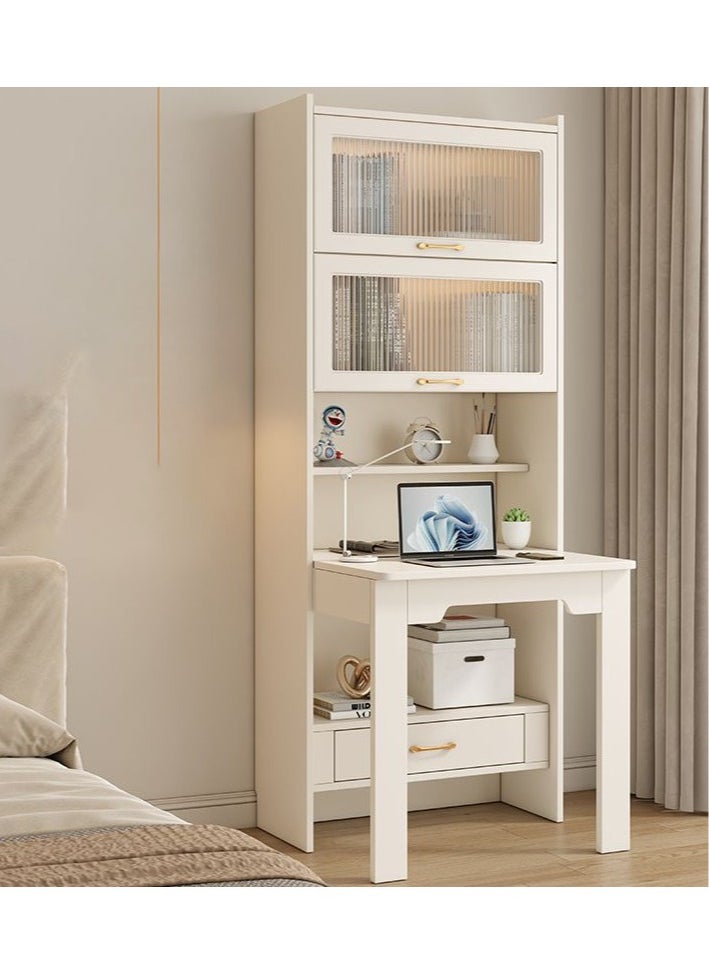 Generic - Folding Bookcase Computer Desk Integrated Small Apartment Household Bedroom Study Table Bookshelf Combination Solid Wood Computer Desk - Image 1