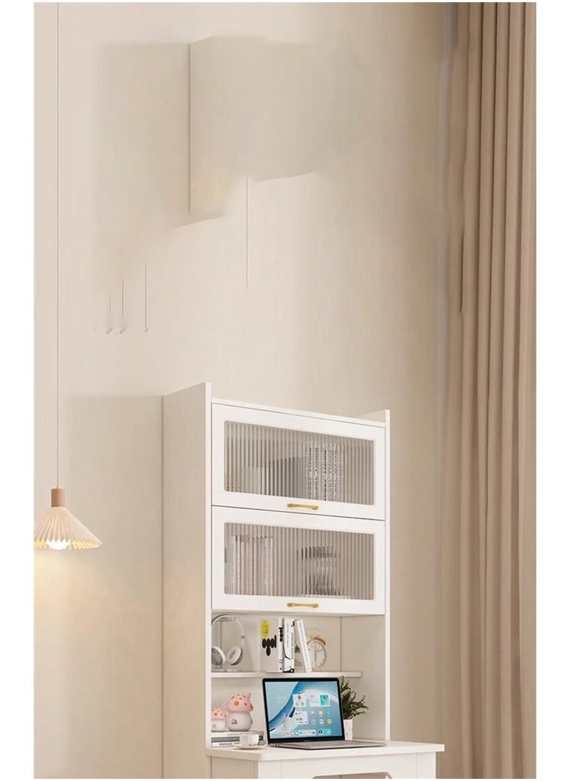 Generic - Folding Bookcase Computer Desk Integrated Small Apartment Household Bedroom Study Table Bookshelf Combination Solid Wood Computer Desk - Image 1