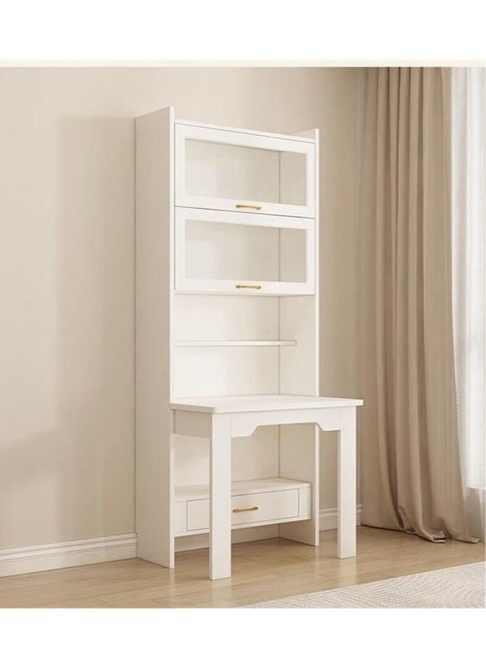 Generic - Folding Bookcase Computer Desk Integrated Small Apartment Household Bedroom Study Table Bookshelf Combination Solid Wood Computer Desk - Image 1