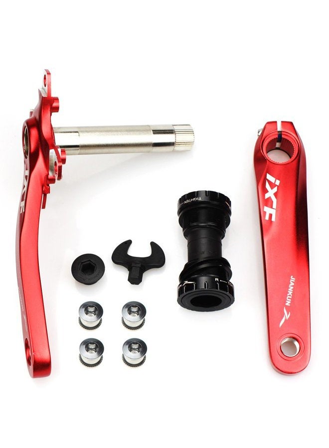 CYSKY Bike Crank Arm Set Mountain Bike Crank Arm Set 170mm 104 BCD with Bottom Bracket Kit and Chainring Bolts for MTB BMX Road Bicyle (Red) - Image 1