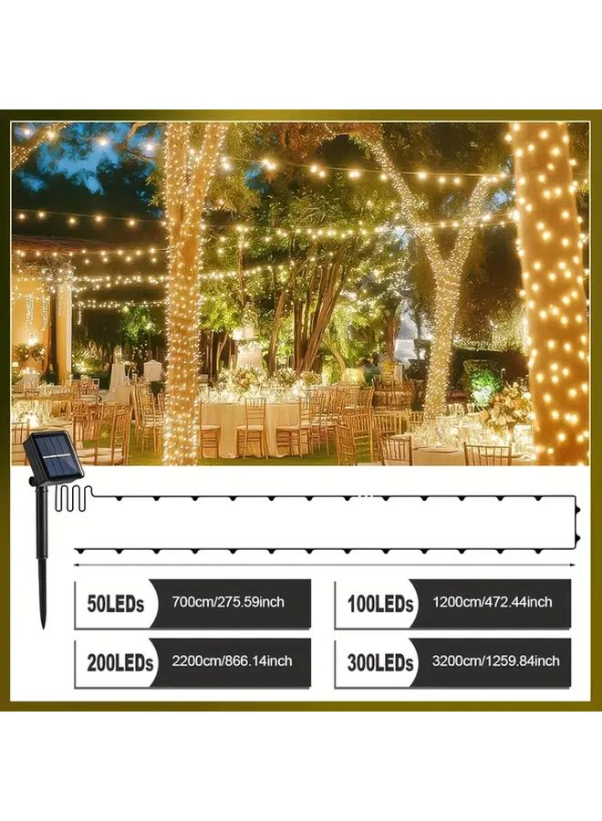 Solar String Lights 300 LEDs Warm White 8 Modes Outdoor Garden Party Decor - Image 4