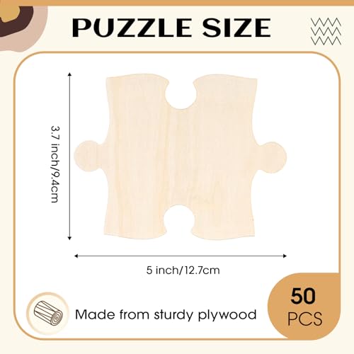 Seenelling 50 Pcs 4x5 Inch Large Blank Wooden Puzzle Pieces for Crafts DIY Make Your Own Puzzle to Draw on Unfinished Large Jigsaw Valentines Day DIY Arts and Crafts Projects and Gift - Image 5
