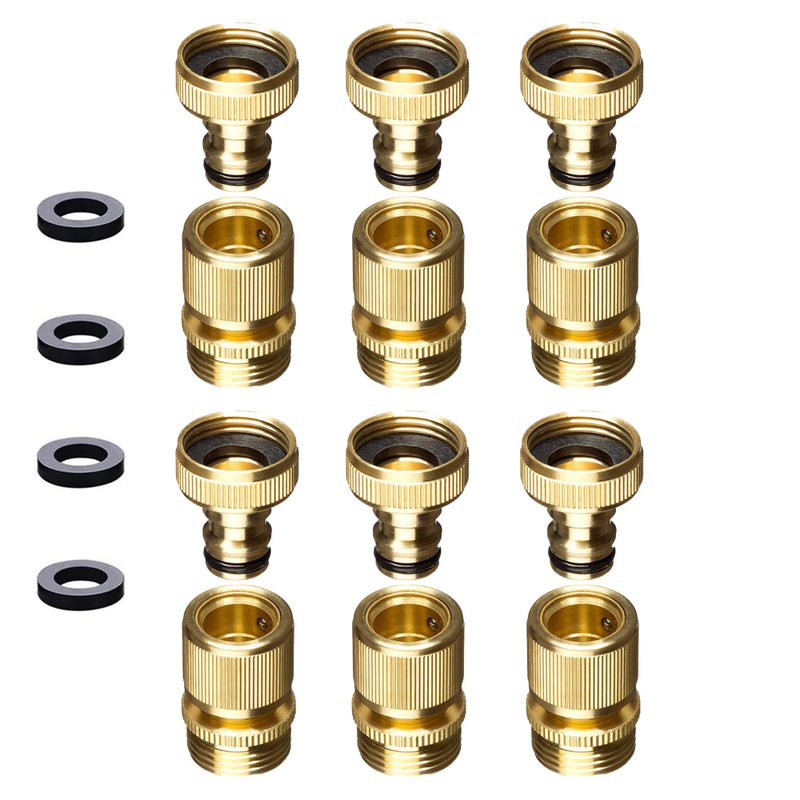 KZU Garden Hose Quick Connect, Brass Water Hose Connector, 3/4" Quick Connect Fittings, 3/4 Inch GHT Coupler for Spigot, Hose End, Sprinkler, Pressure Washer - Image 1