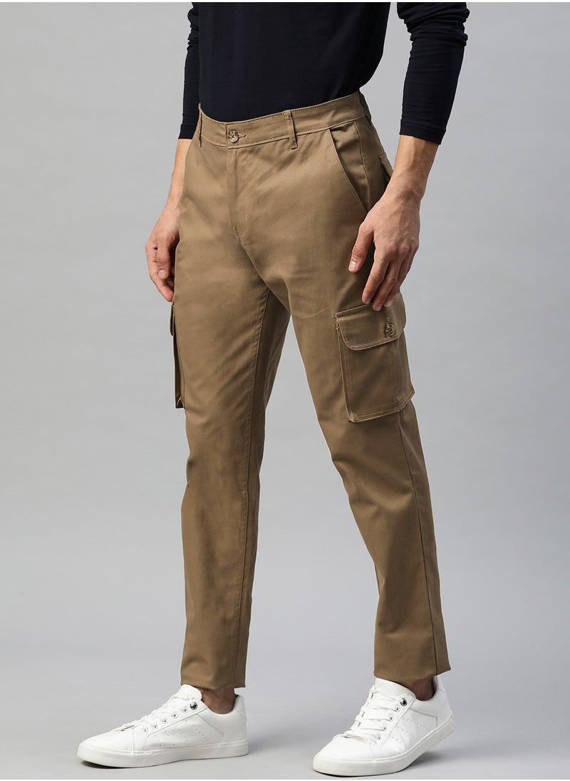 Hubberholme - Khaki Slim Fit Cargo Trousers for Men, Mid-Rise, Durable Cotton, Stylish and Functional - Image 1
