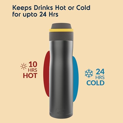 Headway by rabitat Oslo Thermos Water Bottle with Infuser Stellar Grey 750 ml | 2 Years Brand Warranty | Triple Layer Vacuum Insulated Flask | Hot and Cold Steel Water Bottle | ISI Certified - Image 4