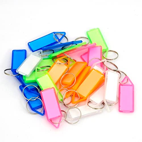 SNDIA 25 Pcs Key Tag Multicolor Keyring & Keychain With Name Tag Labels Assorted Keychain With Two Side Id Label And Split Ring For Office, Home Key - Plastic - Image 1