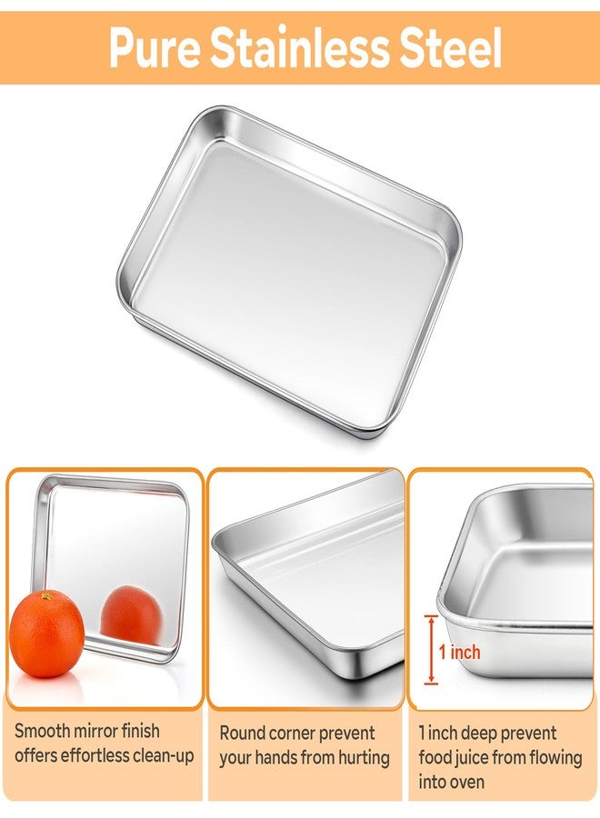 TeamFar Toaster Oven Pan with Rack Set, 9 x 7 x 1 Inch Stainless Steel Mini Baking Pan Tray with Grid Rack for Baking Roasting Cooling, Non-Toxic & Heavy-Duty, Dishwasher Safe, (2 Pans + 2 Racks) - Image 3