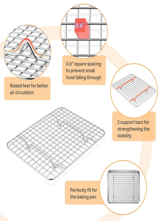 TeamFar Toaster Oven Pan with Rack Set, 9 x 7 x 1 Inch Stainless Steel Mini Baking Pan Tray with Grid Rack for Baking Roasting Cooling, Non-Toxic & Heavy-Duty, Dishwasher Safe, (2 Pans + 2 Racks) - Image 4