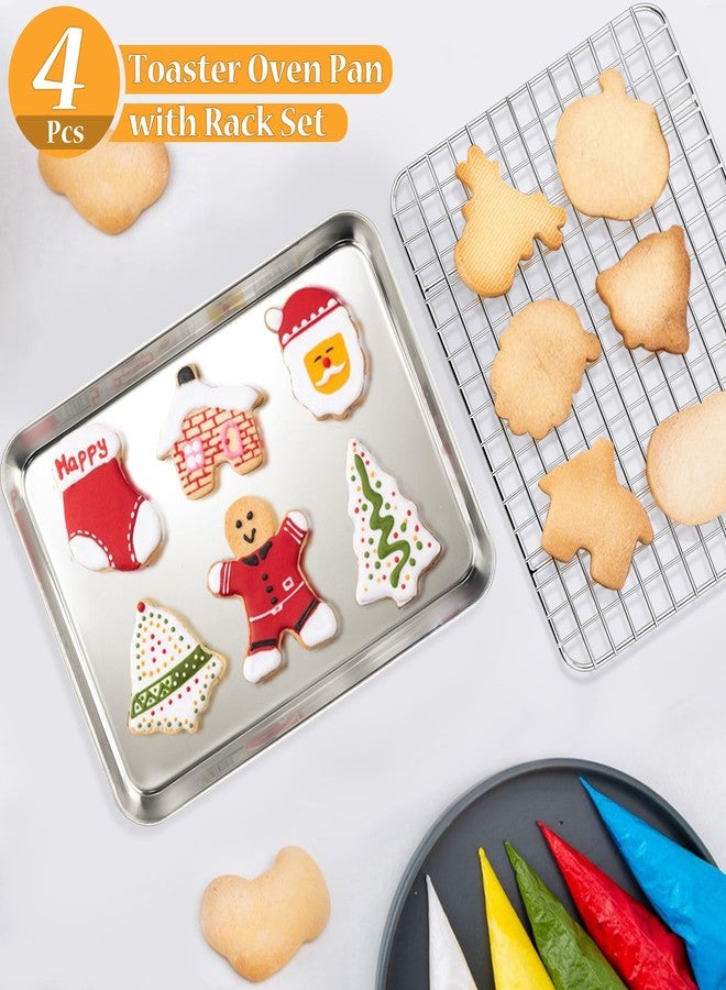 TeamFar Toaster Oven Pan with Rack Set, 9 x 7 x 1 Inch Stainless Steel Mini Baking Pan Tray with Grid Rack for Baking Roasting Cooling, Non-Toxic & Heavy-Duty, Dishwasher Safe, (2 Pans + 2 Racks) - Image 5