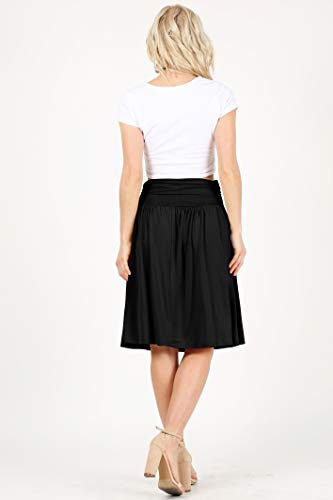 Simlu Black Skirts for Women Knee Length High Waisted Flowy A-Line Skirt With Pockets (Size XX-Large) - Image 3