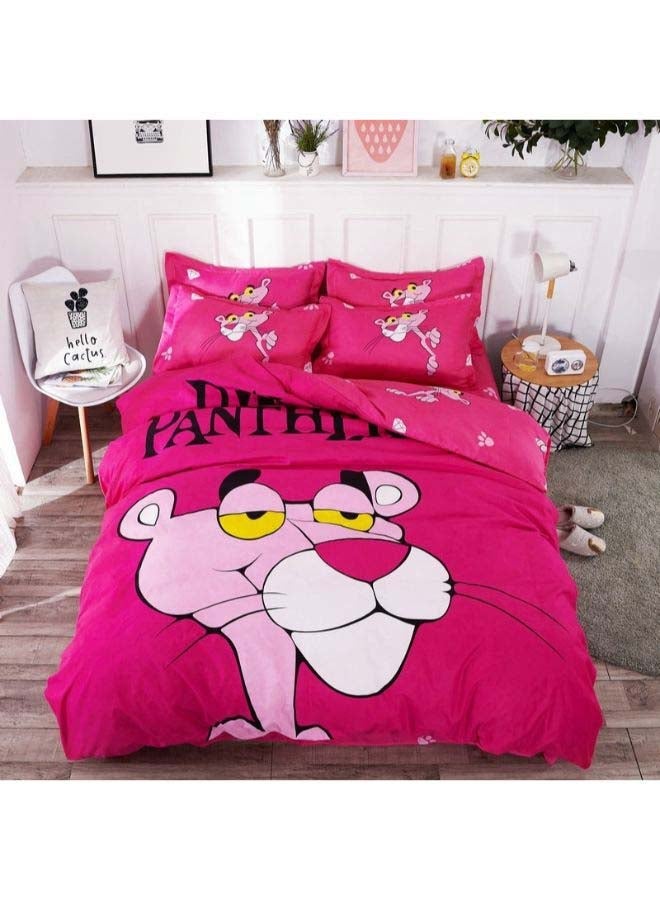 NIBEMINENT 4-Piece Luxury Jacquard Duvet Cover Set Polyester Pink/White - Image 1