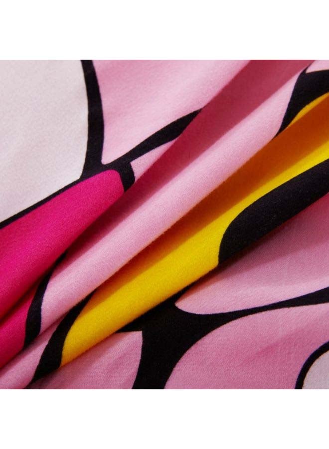 NIBEMINENT 4-Piece Luxury Jacquard Duvet Cover Set Polyester Pink/White - Image 5