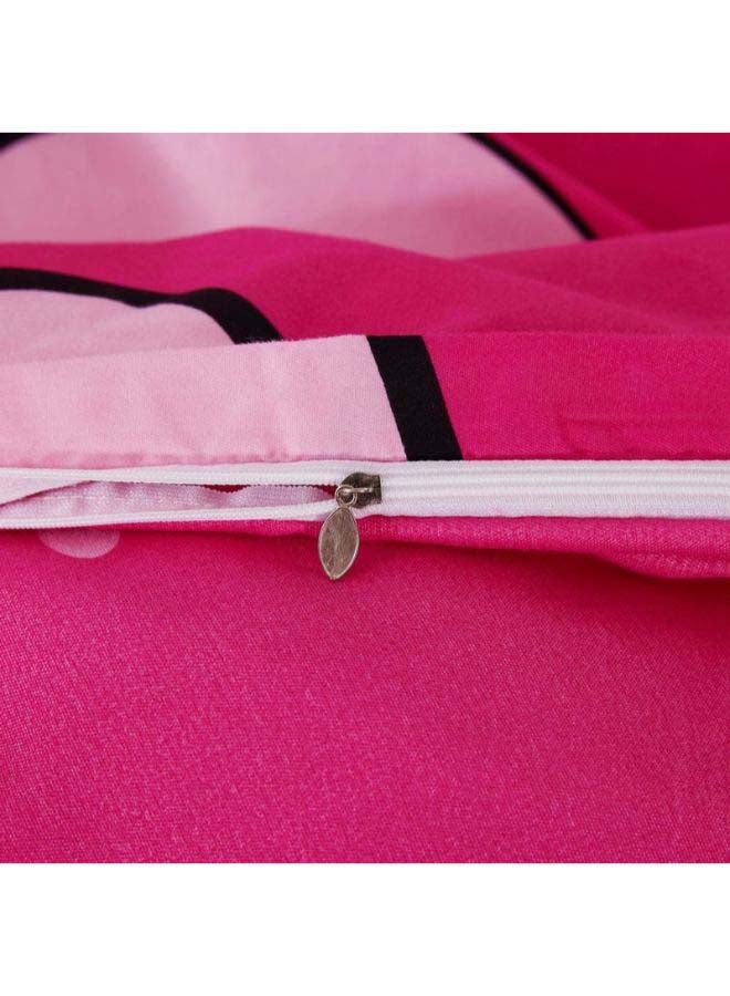 NIBEMINENT 4-Piece Luxury Jacquard Duvet Cover Set Polyester Pink/White - Image 2