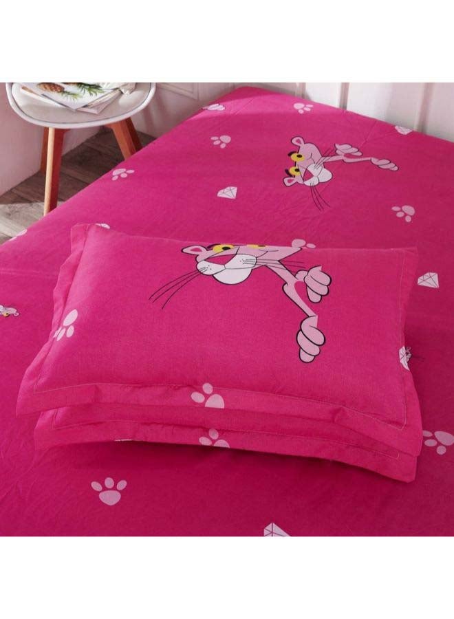 NIBEMINENT 4-Piece Luxury Jacquard Duvet Cover Set Polyester Pink/White - Image 4