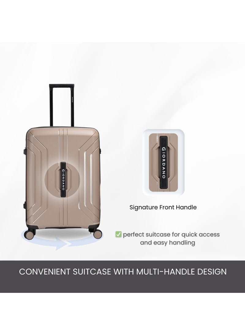 GIORDANO - Giordano Luggage Sets of 2 Hard Shell PP Durable Lightweight Carry on & Checked Suitcase with Double Spinner Wheels, Secure Combination Lock Travel Bag, Unbreakable Hardcase Suitcase 2 Pcs Beige (S+L) - Image 1