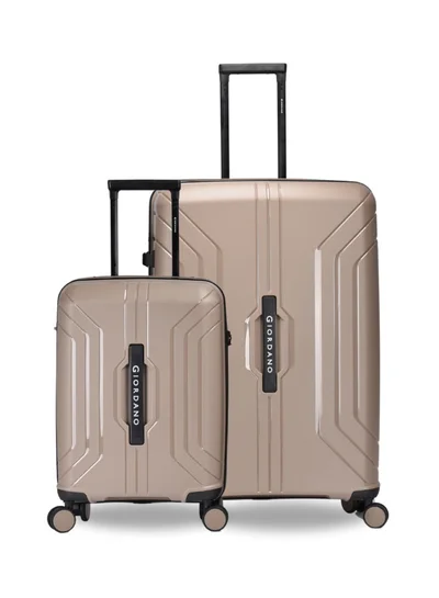 GIORDANO Giordano Luggage Sets of 2 Hard Shell PP Durable Lightweight Carry on &amp; Checked Suitcase with Double Spinner Wheels, Secure Combination Lock Travel Bag, Unbreakable Hardcase Suitcase 2 Pcs Beige (S+L)