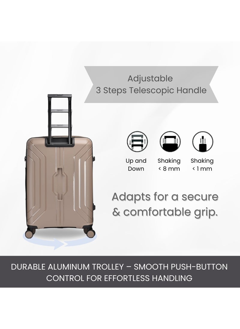 GIORDANO - Giordano Luggage Sets of 2 Hard Shell PP Durable Lightweight Carry on & Checked Suitcase with Double Spinner Wheels, Secure Combination Lock Travel Bag, Unbreakable Hardcase Suitcase 2 Pcs Beige (S+L) - Image 1