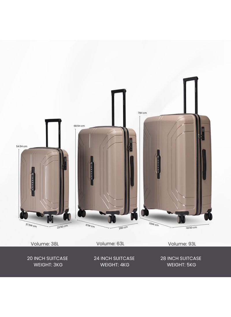GIORDANO - Giordano Luggage Sets of 2 Hard Shell PP Durable Lightweight Carry on & Checked Suitcase with Double Spinner Wheels, Secure Combination Lock Travel Bag, Unbreakable Hardcase Suitcase 2 Pcs Beige (S+L) - Image 1
