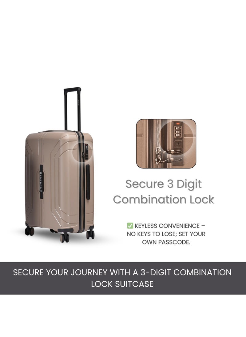 GIORDANO - Giordano Luggage Sets of 2 Hard Shell PP Durable Lightweight Carry on & Checked Suitcase with Double Spinner Wheels, Secure Combination Lock Travel Bag, Unbreakable Hardcase Suitcase 2 Pcs Beige (S+L) - Image 1