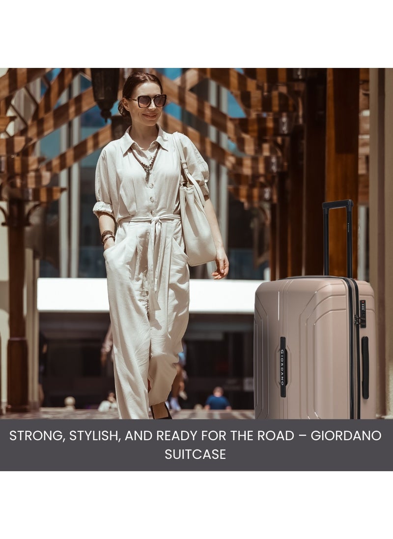 GIORDANO - Giordano Luggage Sets of 2 Hard Shell PP Durable Lightweight Carry on & Checked Suitcase with Double Spinner Wheels, Secure Combination Lock Travel Bag, Unbreakable Hardcase Suitcase 2 Pcs Beige (S+L) - Image 1